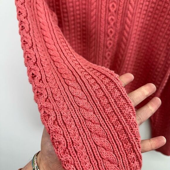 J. Crew Men’s Cotton Cable Knit Fisherman Crewneck Sweater Heather Pink - Picture 11 of 11